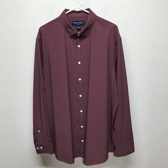 Mizzen+Main Other - Mizzen+Main Leeward Shirt Mens‎ XL Burgundy Geometric Classic No Tuck Stretch